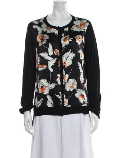 Pre-owned St John Floral Print Scoop Neck Sweater In Multi