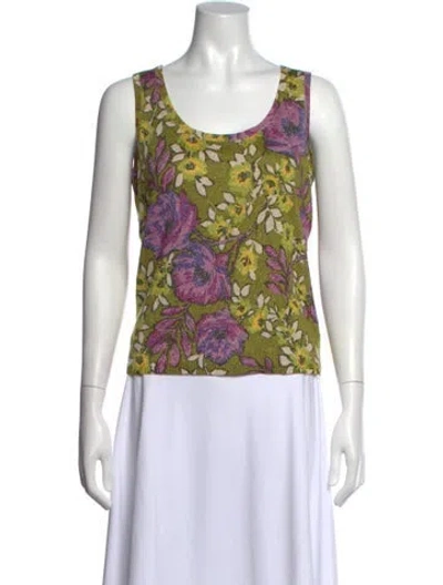 Pre-owned St John Floral Print Scoop Neck Top