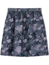 St John Metallic Floral Goafre Skirt In Blue