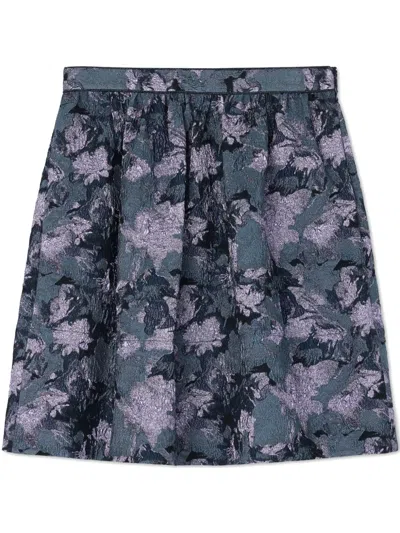 St John Metallic Floral Goafre Skirt In Mdlm