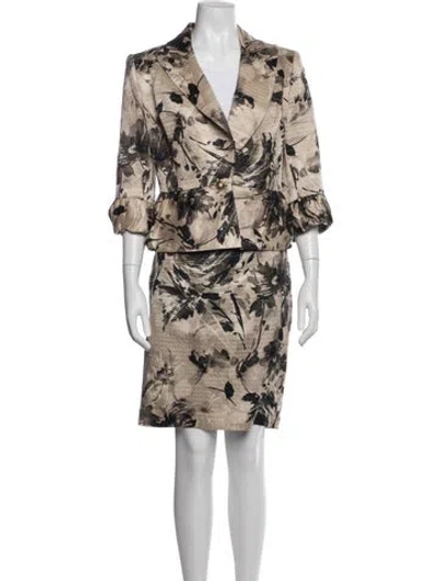 Pre-owned St John Floral Print Skirt Suit