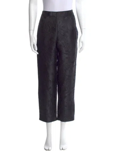 Pre-owned St John Floral Print Straight Leg Pants In Black