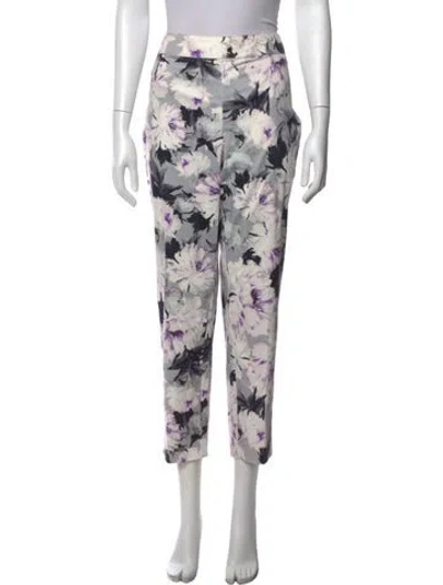 Pre-owned St John Floral Print Straight Leg Pants In Multicolor