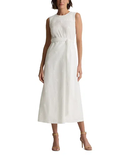 St John Floral Sequin Embroidery Dress In White