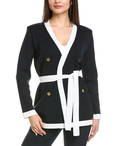 St John St. John French Iconic Inspired Knit Cardigan In Blue