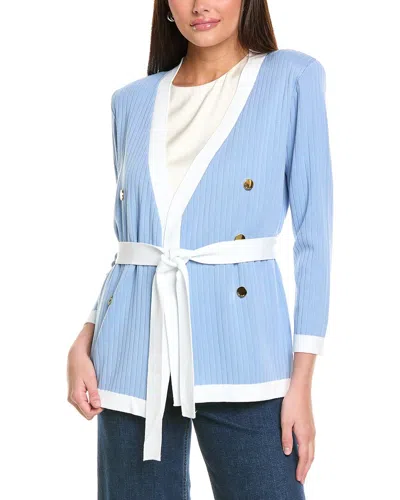 St John St. John French Iconic Inspired Knit Cardigan In Blue