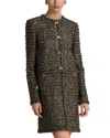 St John French Metallic Eyelash Tweed Top Coat In Cypress Multi
