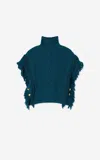 St John Fringe Cable-knit Sweater In Blue