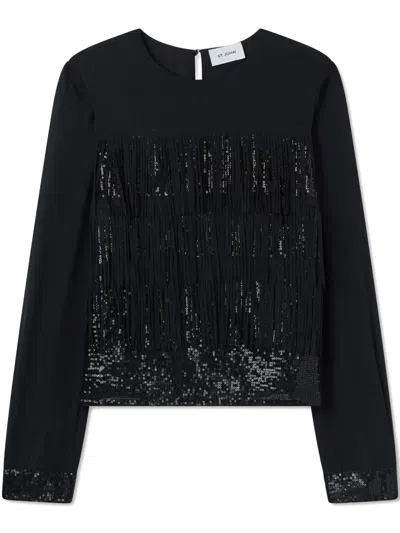 St John Fringe-detail Sequinned Blouse In Black