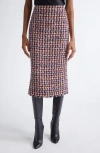 St John St. John Fringe Houndstooth Tweed Pencil Skirt In Multi