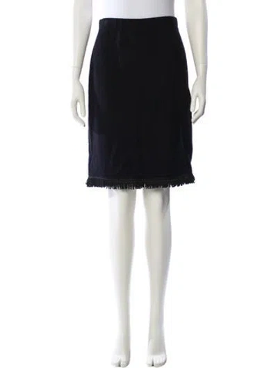 Pre-owned St John Fringe Trim Accent Knee-length Skirt In Blue