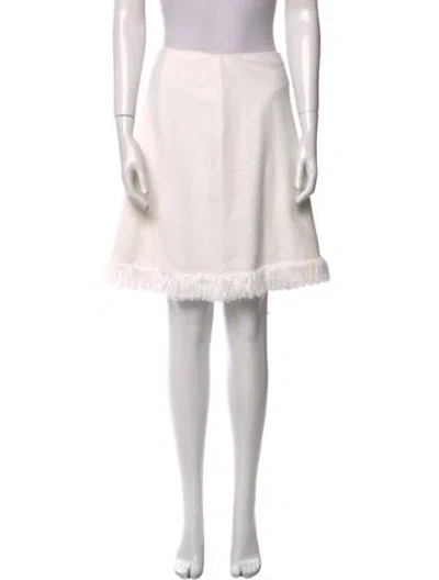 Pre-owned St John Fringe Trim Accent Knee-length Skirt In Neutral
