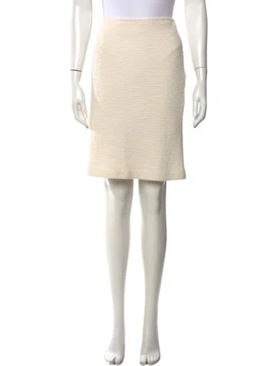 Pre-owned St John Fringe Trim Accent Knee-length Skirt In Neutrals