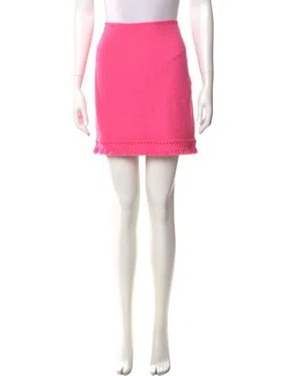 Pre-owned St John Fringe Trim Accent Mini Skirt W/ Tags In Pink