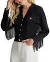 St John St. John Collection Fringe Flatback Rib Jacket In Black