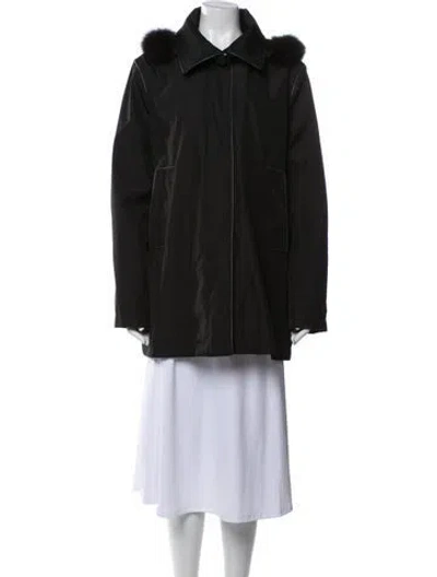 Pre-owned St John Fur Coat In Black