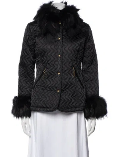 Pre-owned St John Fur Jacket In Black