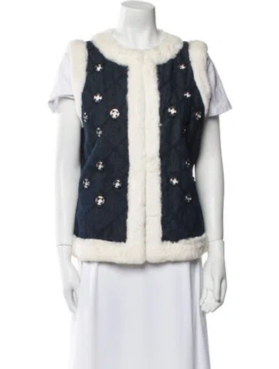 Pre-owned St John Fur Jacket In Blue