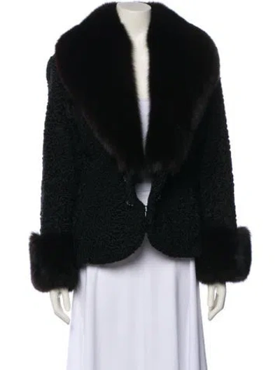 Pre-owned St John Fur Jacket In Brown