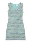 St John Gauzy Multi Yarn Tweed Dress In Seafoam/ecru Multi