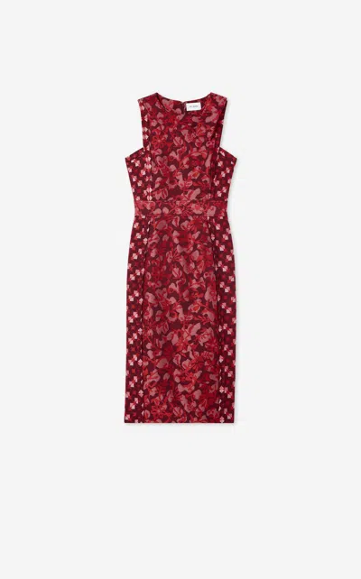 St John Geo Botanical Jacquard Dress In Red