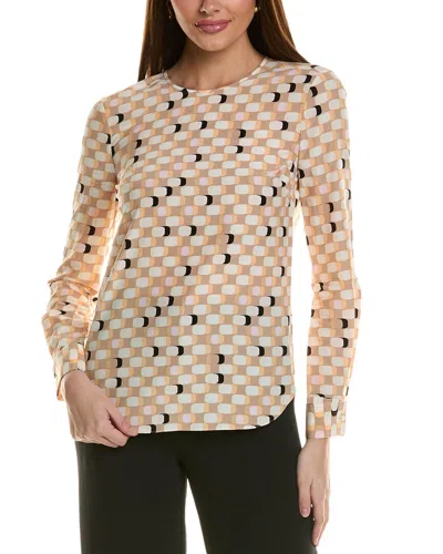 ST JOHN ST. JOHN GEO PRINT SILK-BLEND TOP