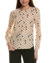 St John St. John Geo Print Silk-blend Top In Pink