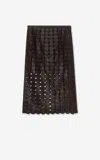 St John Geometric Weave Leather Skirt In Black