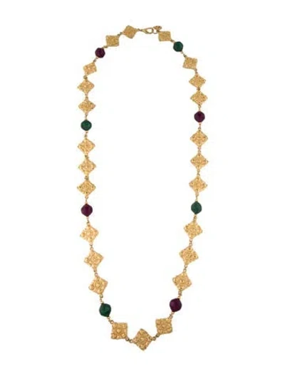 Pre-owned St John Glass Long Necklace, 39" In Multi