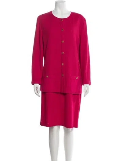 Pre-owned St John Glitter Accents Dress Set In Pink