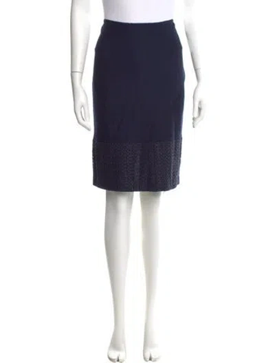 Pre-owned St John Glitter Accents Knee-length Skirt In Blue