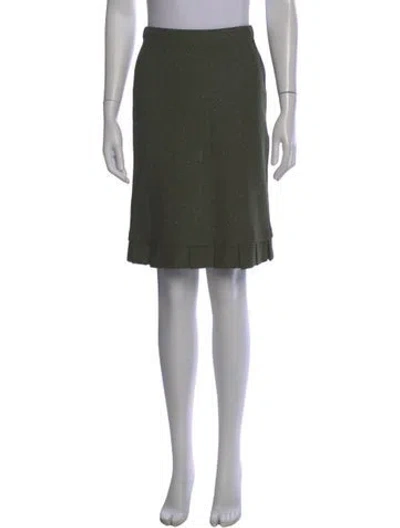 Pre-owned St John Glitter Accents Knee-length Skirt In Green