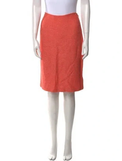 Pre-owned St John Glitter Accents Knee-length Skirt In Orange