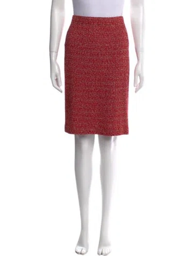 Pre-owned St John Glitter Accents Knee-length Skirt In Red