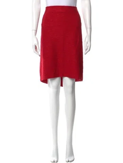 Pre-owned St John Glitter Accents Knee-length Skirt In Red