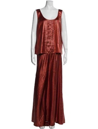 Pre-owned St John Glitter Accents Skirt Set W/ Tags In Orange