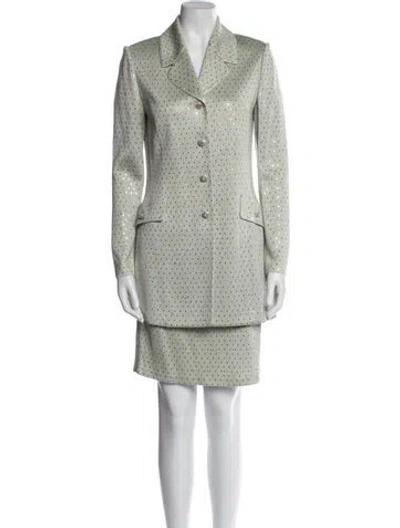 Pre-owned St John Glitter Accents Skirt Suit In Blue