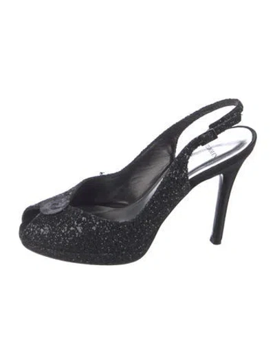 Pre-owned St John Glitter Glitter Accents Slingback Pumps In Multi