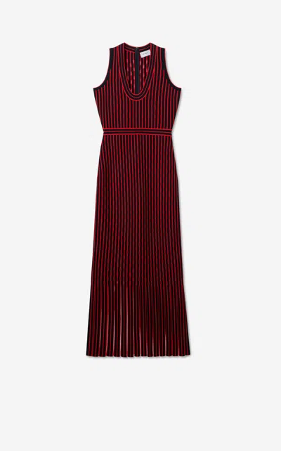 St John Graphic Knit Scoop Neck Dress In Red