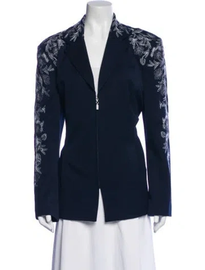 Pre-owned St John Graphic Print Blazer In Blue