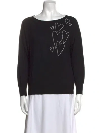 Pre-owned St John Graphic Print Crew Neck Sweater In Black