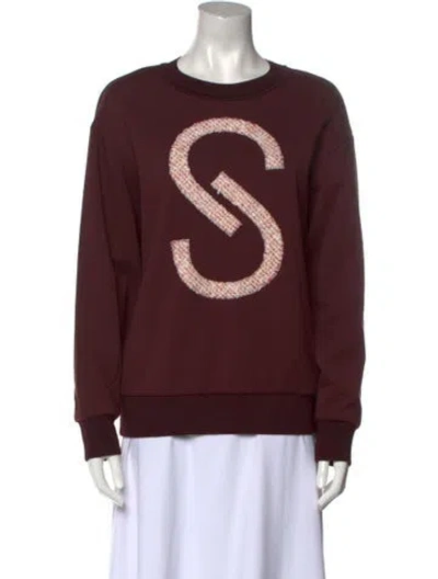 Pre-owned St John Graphic Print Crew Neck Sweatshirt In Burgundy
