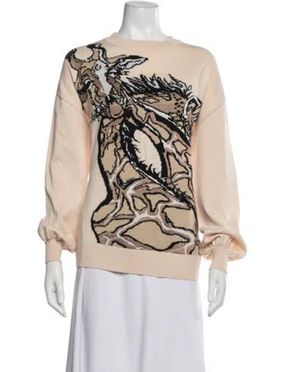Pre-owned St John Graphic Print Crew Neck Sweatshirt In Neutrals
