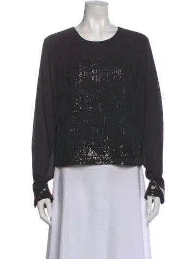 Pre-owned St John Graphic Print Crew Neck Top In Black