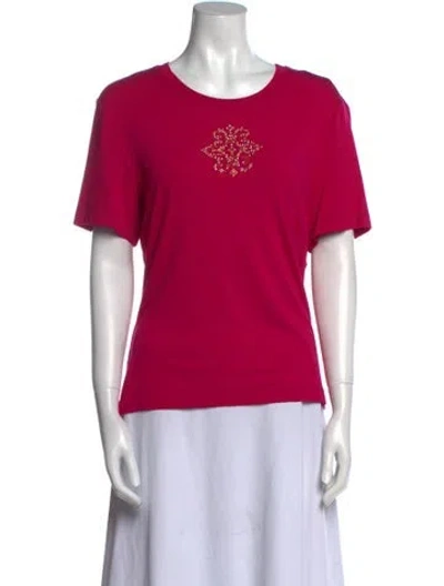 Pre-owned St John Graphic Print Crew Neck T-shirt In Pink