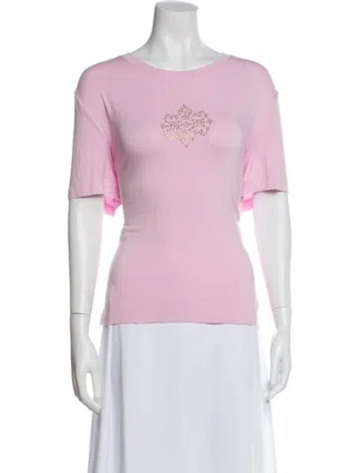 Pre-owned St John Graphic Print Crew Neck T-shirt In Pink