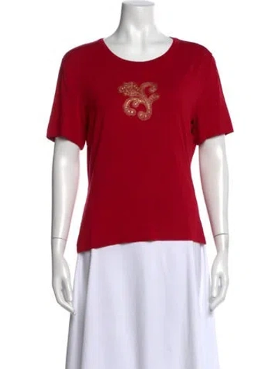 Pre-owned St John Graphic Print Crew Neck T-shirt In Red