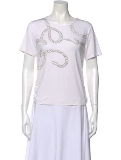 Pre-owned St John Graphic Print Crew Neck T-shirt In White