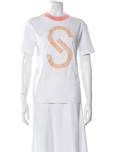 Pre-owned St John Graphic Print Crew Neck T-shirt In White