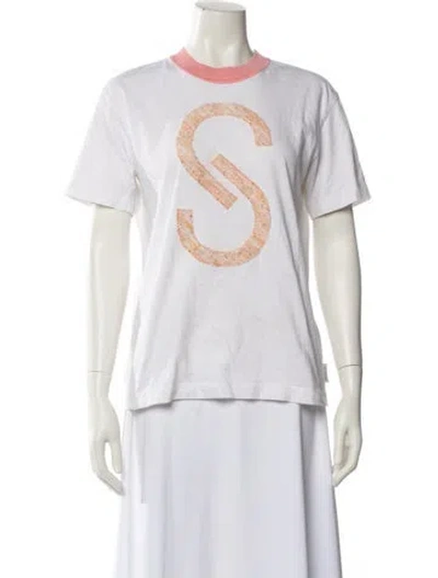 Pre-owned St John Graphic Print Crew Neck T-shirt In White